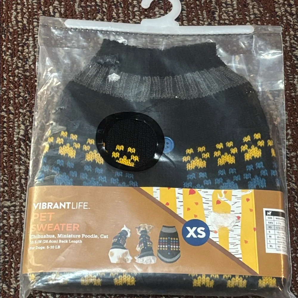 Vibrant Black and Blue Pet Sweater paw print button up xs small dog/cat sweater